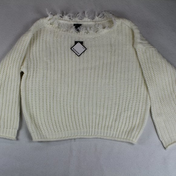 Rue21 Sweater Women's Small Oversized Slouchy Long Sleeve White